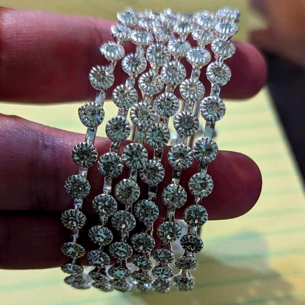 Silver colored Diamond Bangles Bracelets